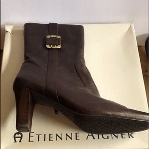 Brown leather ankle boot